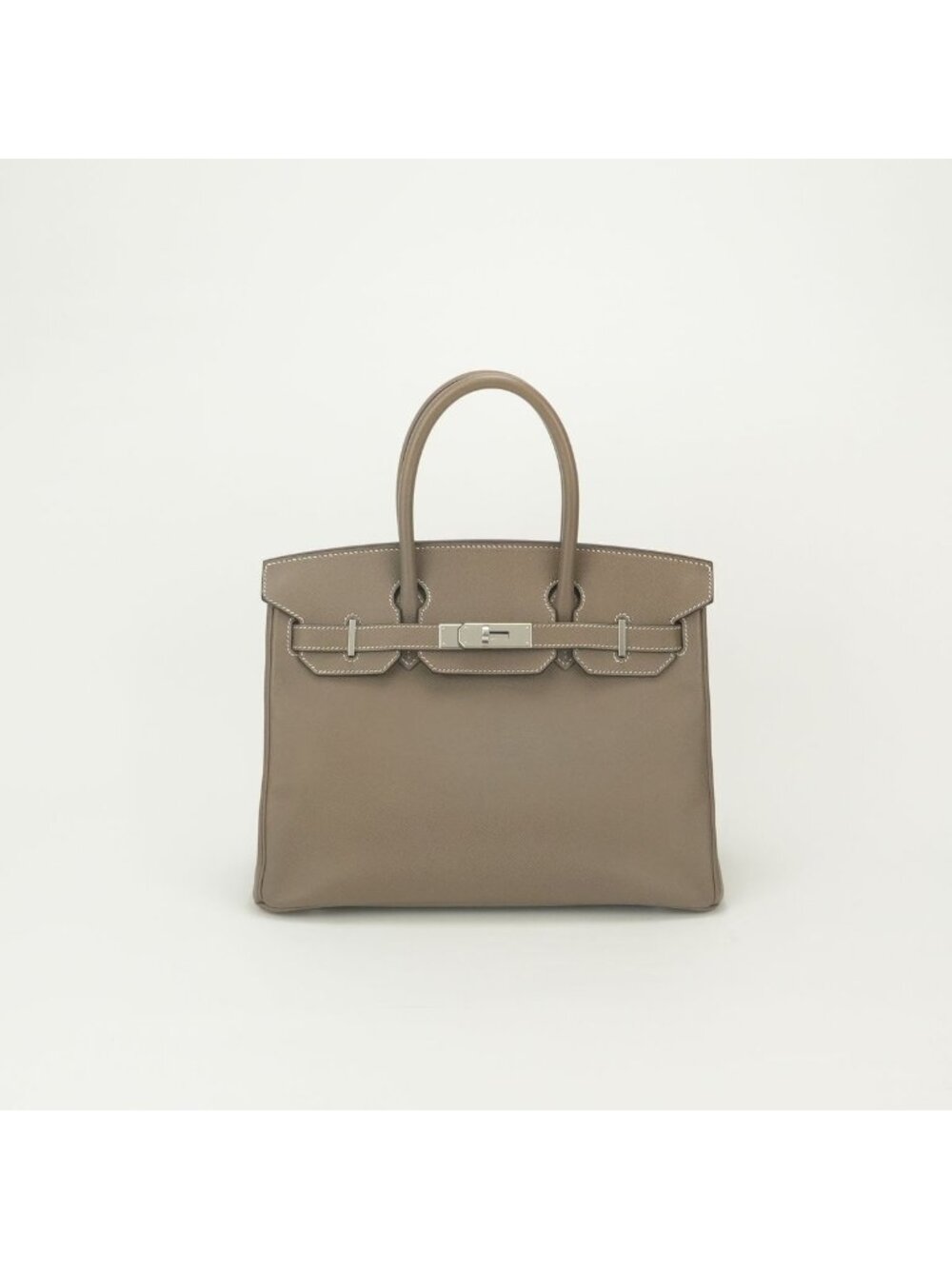 Hermes Birkin 30 Tote Epsom Etoupe Gray Silver Handbag Veau